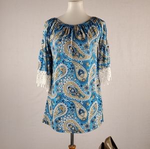 Win-win lake tunic w/half sleeve with lace, size M